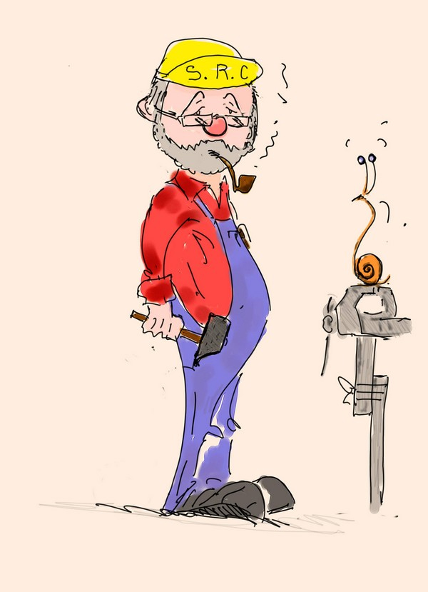 Dessin humoristique d'un mécanicien